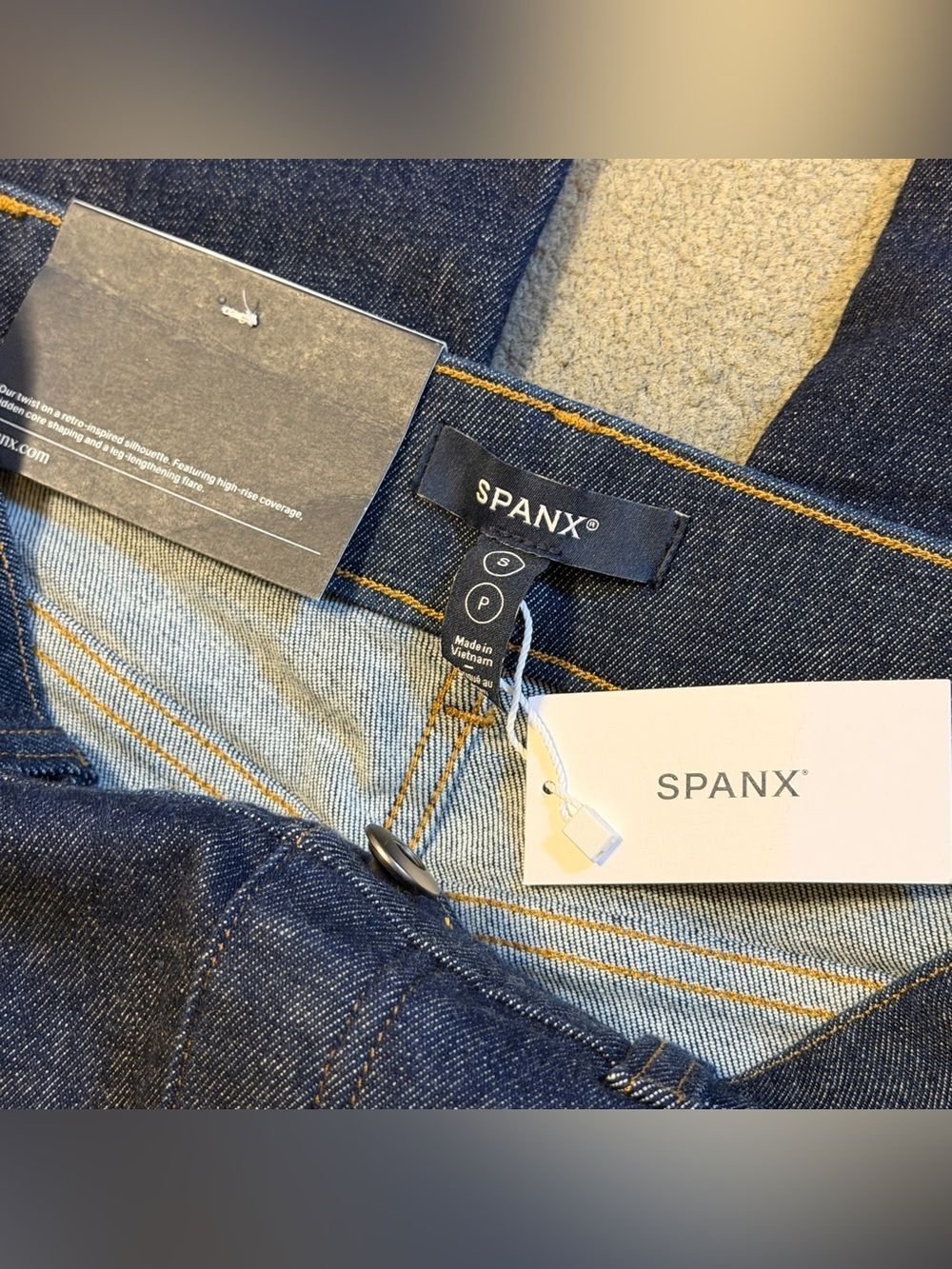 SPANX EveryWear Flare Jeans - Dark Blue - Pull-on Elastic Waist - Small NWT - Picture 3 of 9